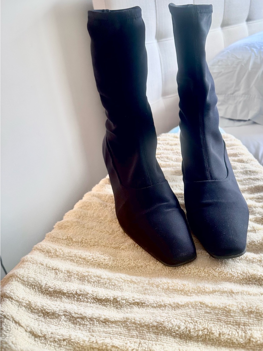 Vagabond Black Stretch Sock Boots with Square Toe